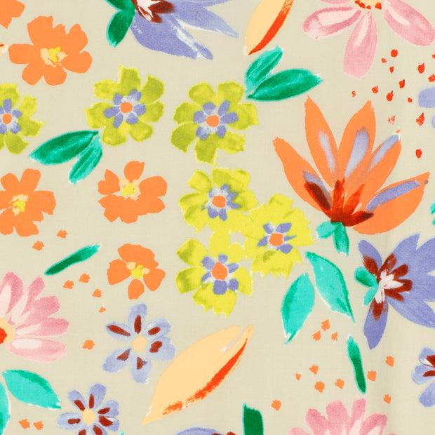 Baumwolle Satin fabrik Blumen Beige