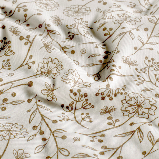 Jersey fabric Flowers Off White