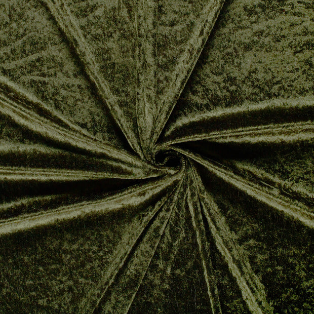 Velours fabric Khaki Green crushed 