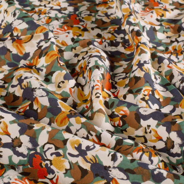 Viscosa Poplin tela Flores Petróleo