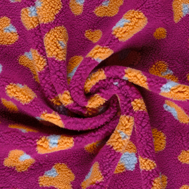 Sherpa Fleece tela Fucsia estampado 