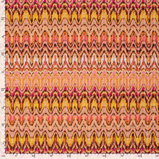 Plissé fabric Stripes Orange