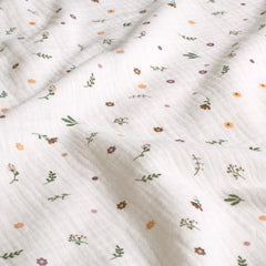 Mousseline geverfd en geprint Bloemen Gebroken wit