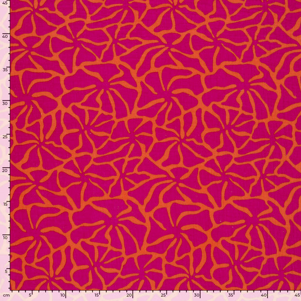 Mousseline stof Abstract Oranje