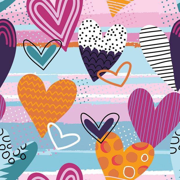 Softshell fabric Hearts Baby Blue