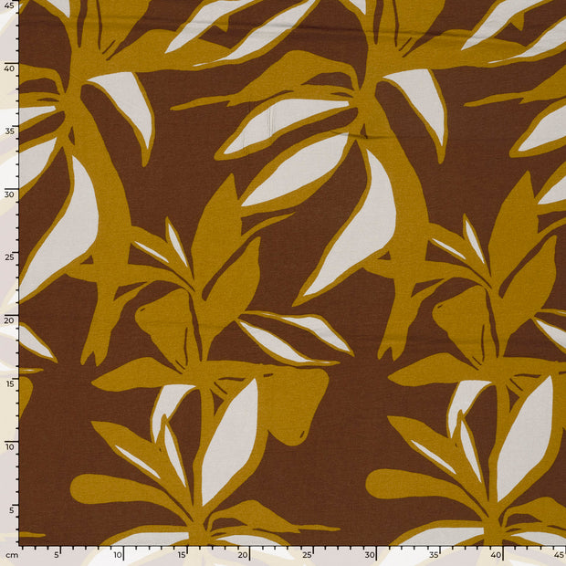 Viscose Nylon Crepe tela Flores Marrón