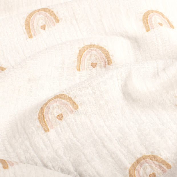 Muslin fabric Rainbow Off White