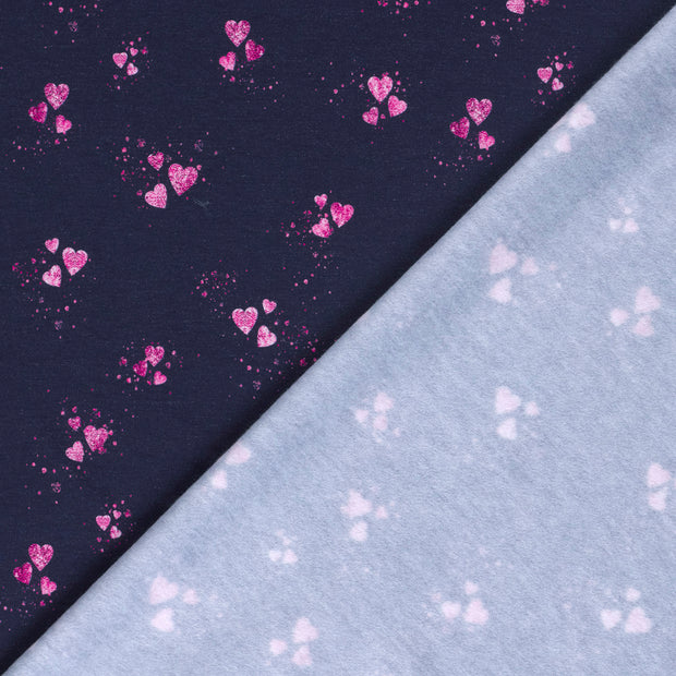 French Terry fabric Hearts brushed and digital printed 