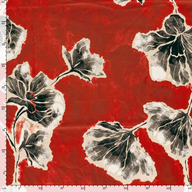 Satén Duchesse tela Flores Coral