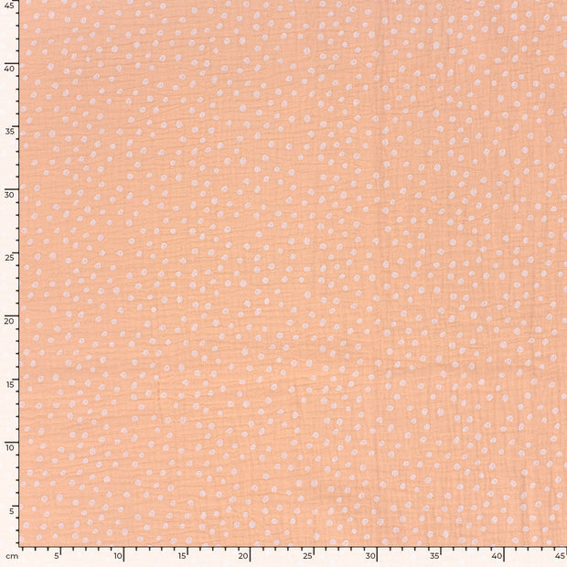 Double gaze tissu pois Rose