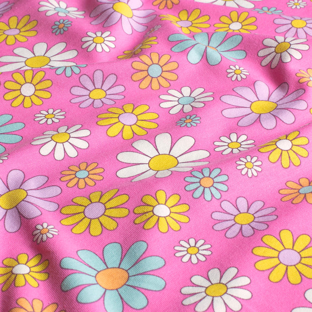 Cotton Jersey fabric Flowers Pink