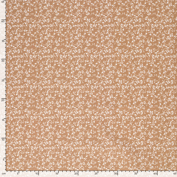 Cotton Poplin fabric Flowers Beige