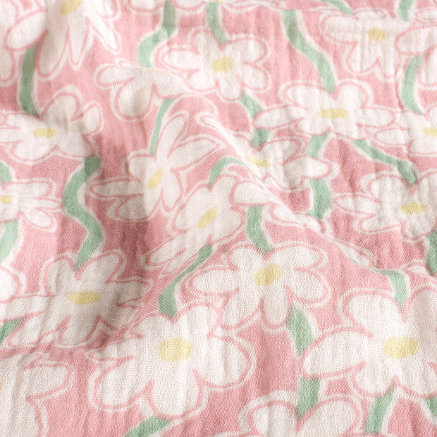 Mousseline stof Bloemen Licht roze
