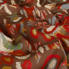 Viscose Satijn bedrukt Abstract Bruin