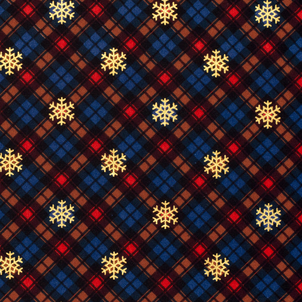 Flannel fabric Checks Navy