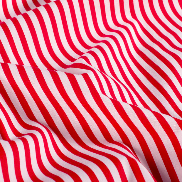 Cotton Poplin fabric Stripes Red