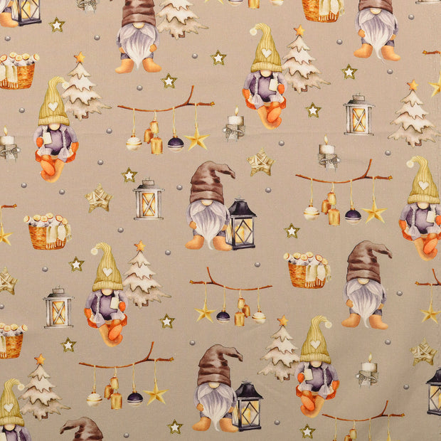 Katoen Poplin stof Kerstmis Beige