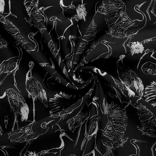 Lino Viscosa Tejido tela Negro estampado 