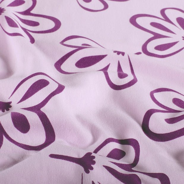 Jersey tissu fleurs Lilas