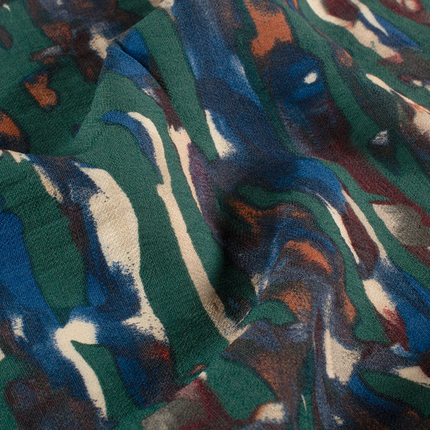 Viscose Nylon Ottoman fabric Flowers Dark Green