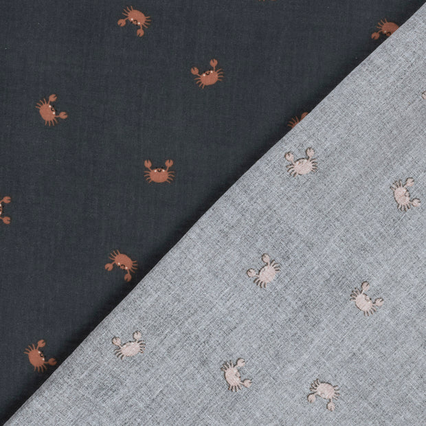Double gaze tissu Crabes imprimé 