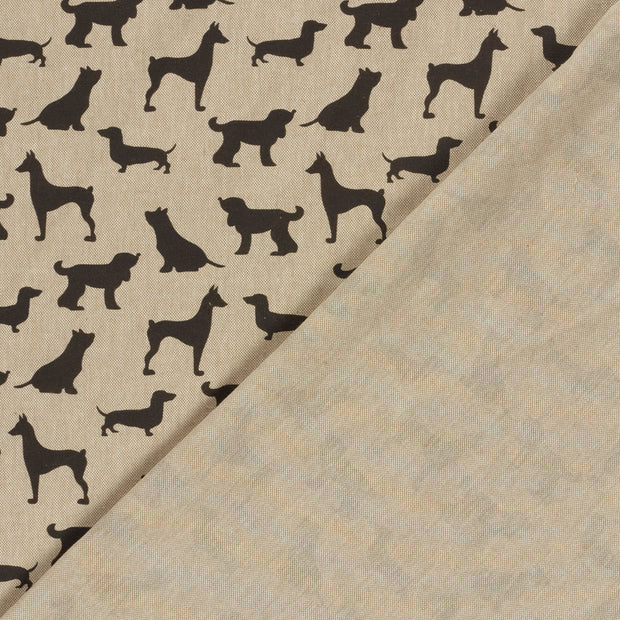 Linen Look fabric Dogs digital printed 