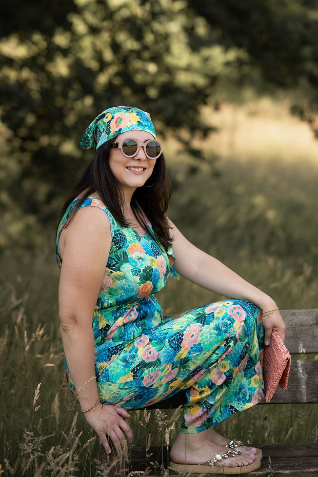 Viscose Satin fabrik Blumen Mint