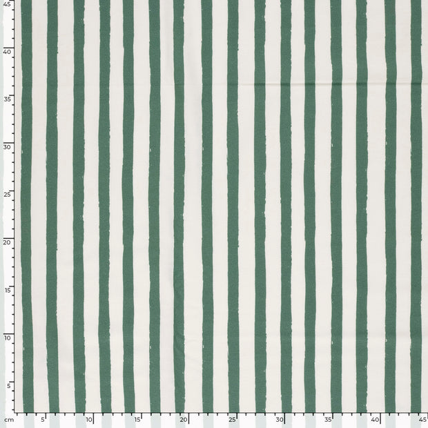 French Terry GOTS organic fabric Stripes Dark Green
