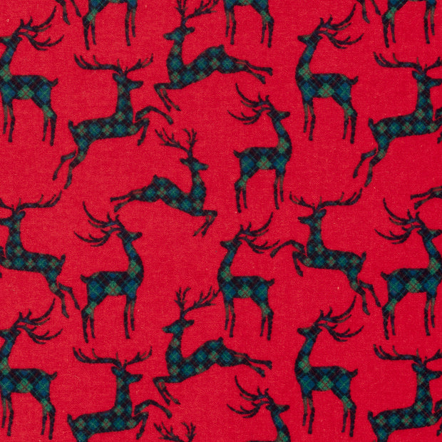 Flannel fabric Deer Red