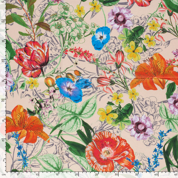 Panama stof Bloemen Beige