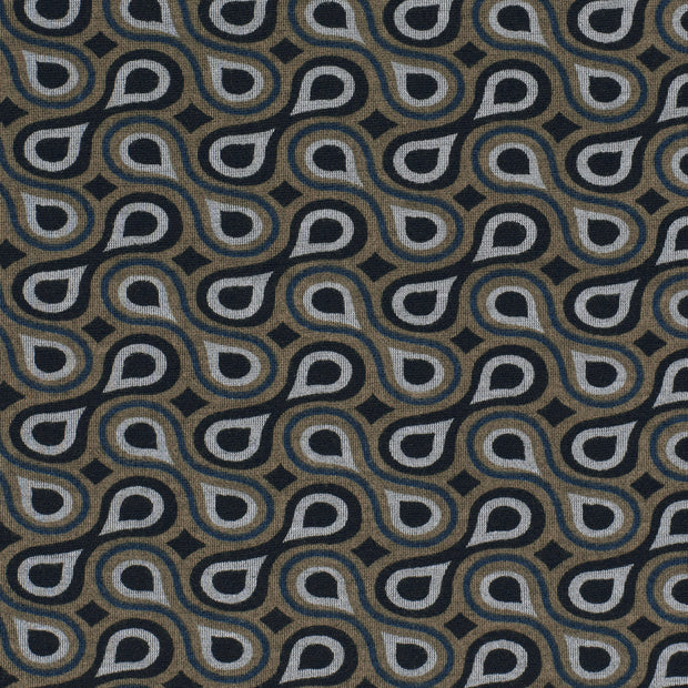 Poly Viscose Jersey fabric Abstract Taupe Grey