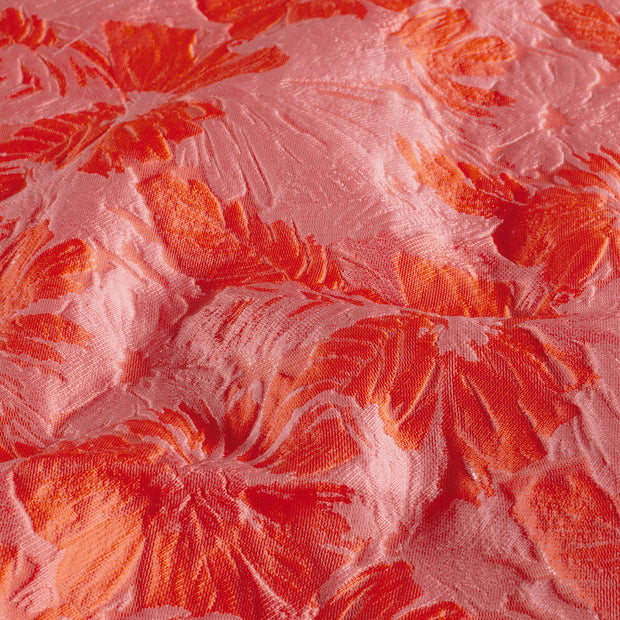 Jacquard fabric Flowers Coral