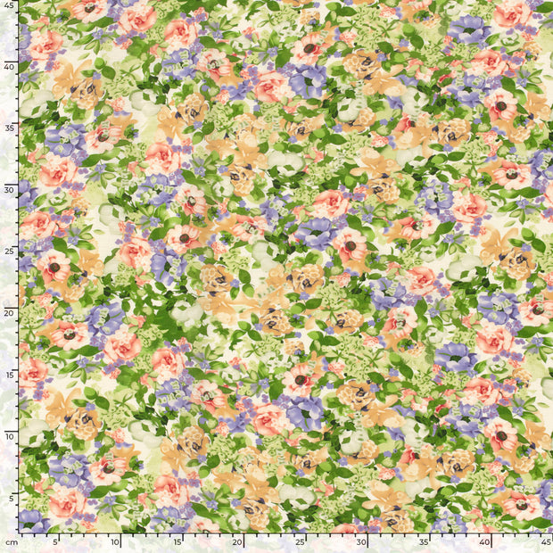 Polyester Bubble fabric Flowers Lime Green