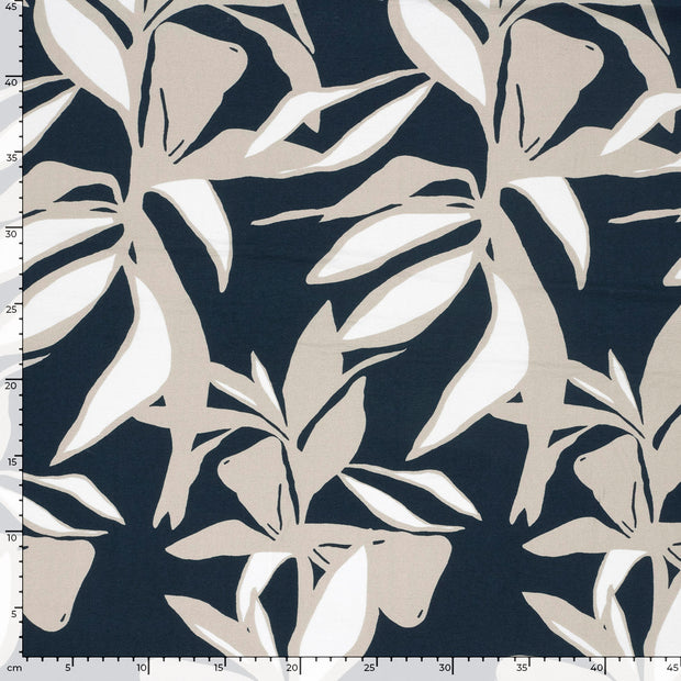 Viscose Nylon Crepe tela Flores Azul marino