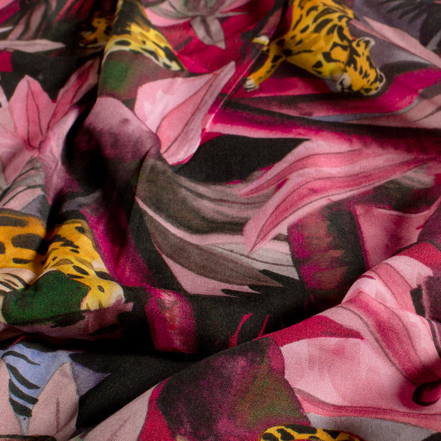 Viscose Poplin fabric Abstract Fuchsia