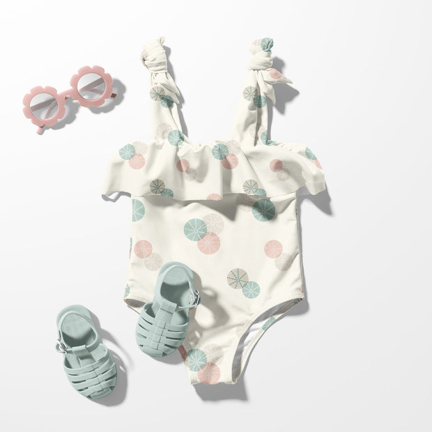 Swimwear Jersey UPF50 Recycled fabrik Sterne Wollweiß
