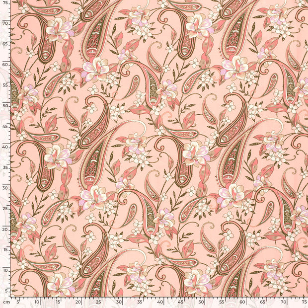 Viscose Twill fabrik Paisley Helles Pink