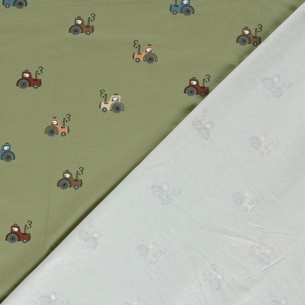 Jersey fabric Tractors printed 