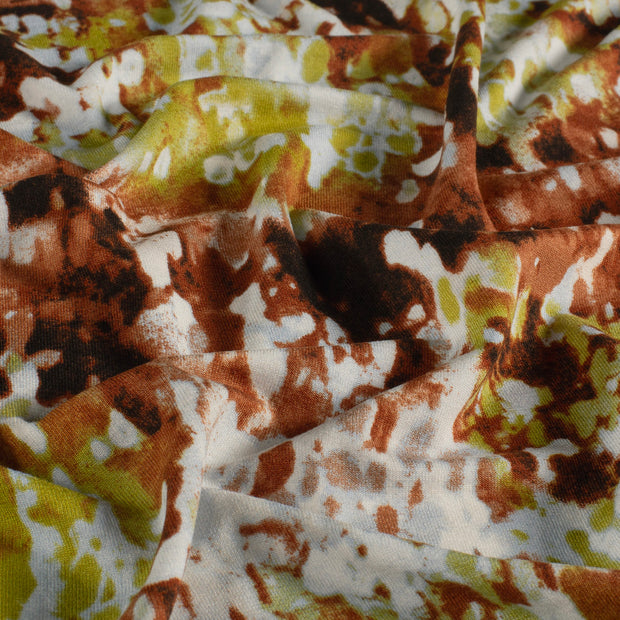 Viscose Vortex Jersey fabric Abstract Brown