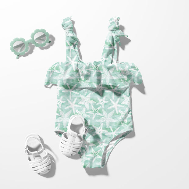Swimwear Jersey UPF50 Recycled tela Estrellas Menta