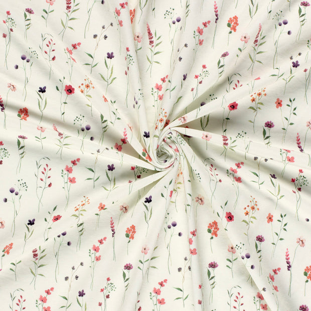 Jersey de Coton GOTS tissu Blanc cassé imprimé numérique 