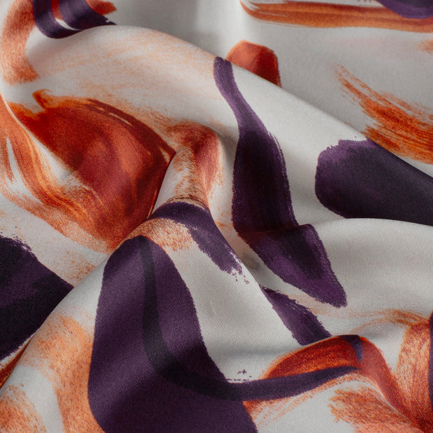Satin Duchesse fabrik Blumen Aubergine