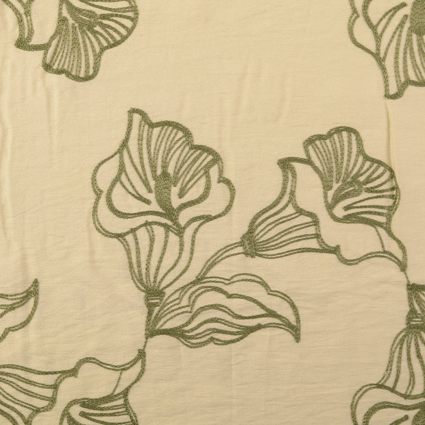 Lace fabric Flowers Olive Green