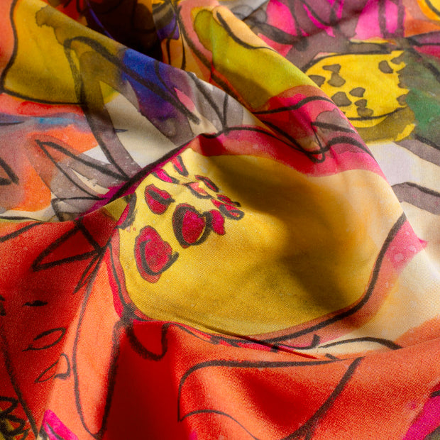 Viscose Poplin fabric Abstract Lime Green