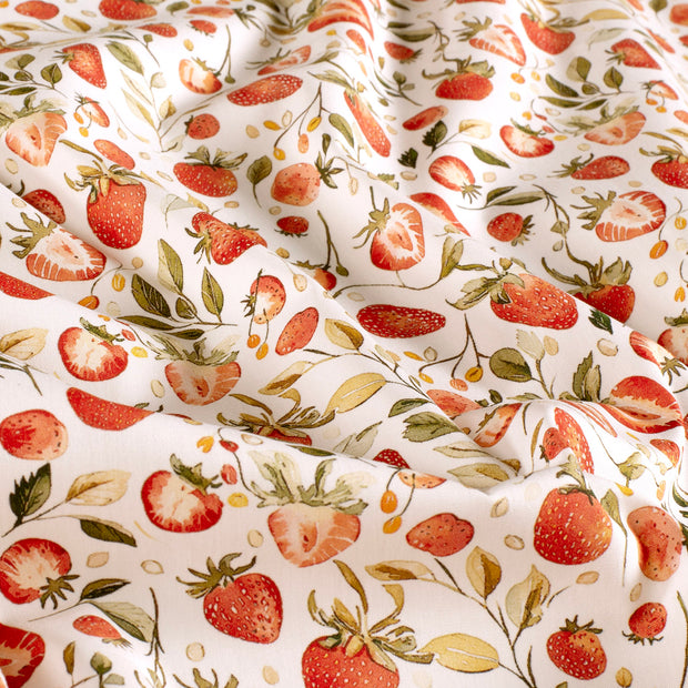 Cotton Poplin fabric Strawberries 