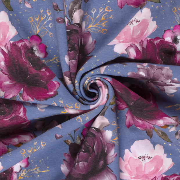 Jogging fabric Steel Blue digital printed 