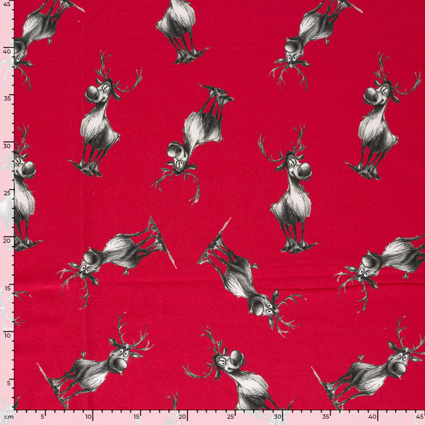 French Terry fabrik Hirsche Rot