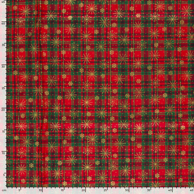 Algodón Popelina tela Navidad Rojo
