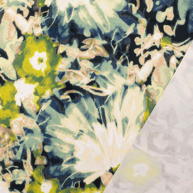 Viscose Satin fabric Olive Green digital printed 