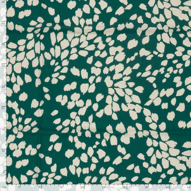 Viscose Nylon Crepe fabric Flowers Petrol